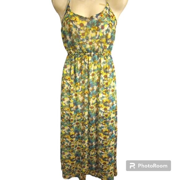 Ocean drive floral maxi dress with sheer overlay - Picture 1 of 10